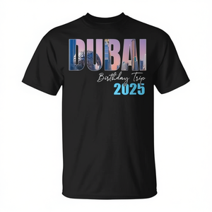 T-shirt unisexe à manches courtes et col rond pour adultes, idéal pour les voyages à Dubaï, les anniversaires et les fêtes, collection 2025 - Product Image 2