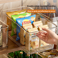 Boîte de rangement transparente premium avec poignées, organiseur transparent épaissi pour cuisine, garde-manger, armoire, bureau, décoration de bureau