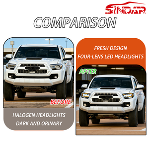 Gruppo Fari <span class=keywords><strong>LED</strong></span> Auto SINDAR, Accessori Modificati per Fari Anteriori Toyota Tacoma N300 2015-2020 2016-2023, Luce a 4 Lenti - Product Image 3