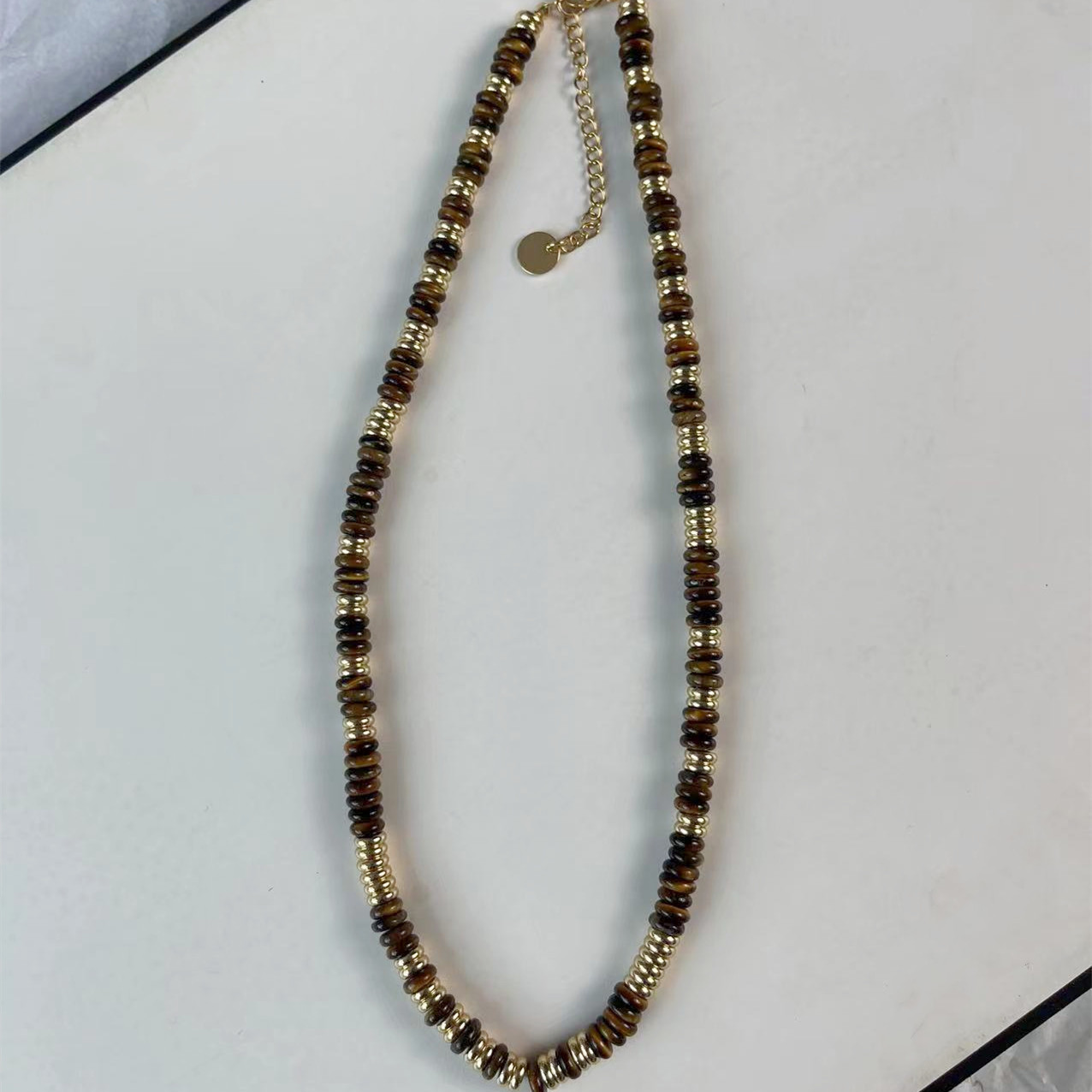 3    Tiger's Eye Frisbee Pendant Necklace