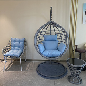 كرسي أرجوحة معلق من الراتان لجميع الأحوال الجوية - مقعد فردي مع وسادة قابلة للإزالة للحديقة والفناء - Product Image 5