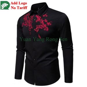 奢华长袖闪亮亮片男士衬衫 男士定制派对舞会印花正装衬衫 - Product Image 4