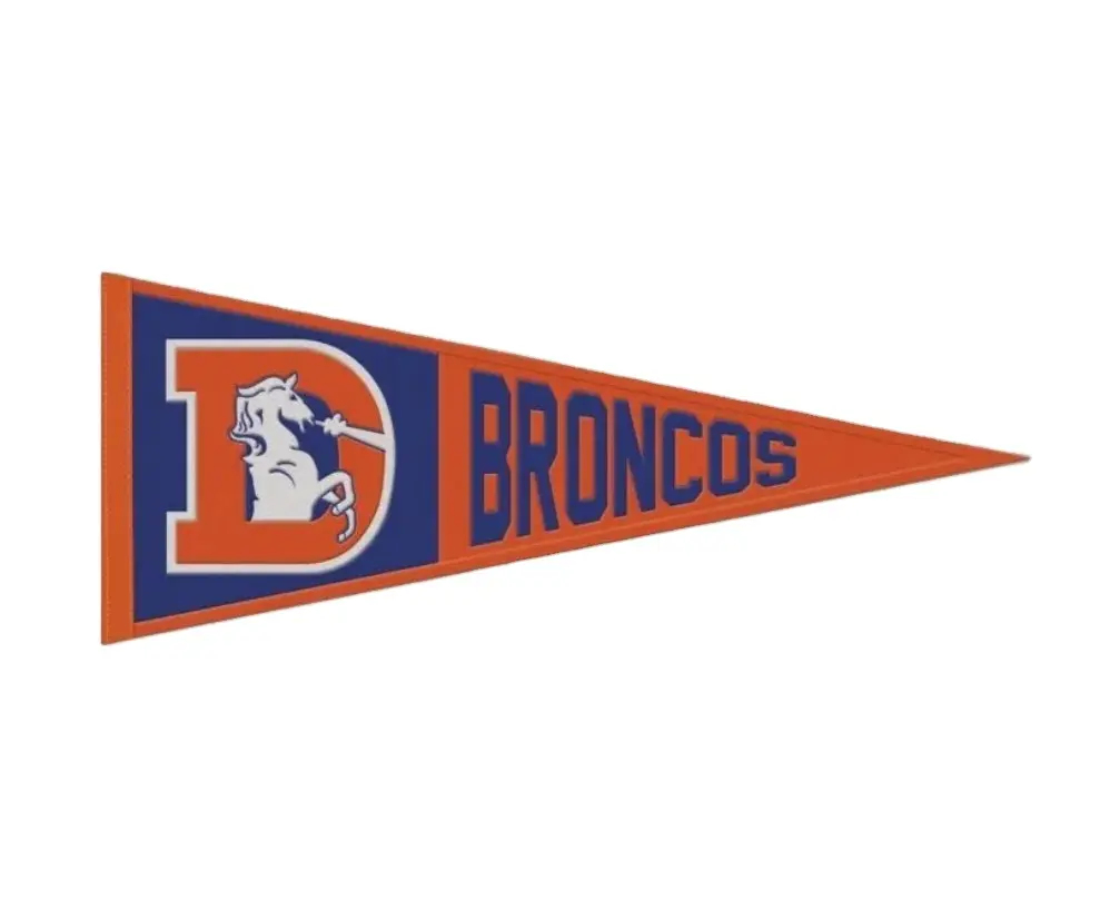 Custom High Quality DENVER BRONCOS EMBROIDERED WOOL THROWBACK PENNANT