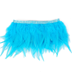 Sewing Blue Fabric Ribbon Rooster Feather Fringe Trim for DIY Craft Clothing Dress Costume Hat Accessory Party Wedding Decor - Product Image 1