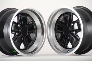 Jantes en alliage moulé noir brillant style Fuchs Old School 16 pouces 5x130 ET23.3 ET10.6 à déport profond pour Porsche 911 964 <span class=keywords><strong>993</strong></span> 912 - Product Image 4