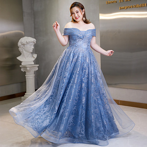 Blue Off-Shoulder Evening Gown A-Line Chiffon Empire Waist Lake Blue Elegant For Banquets And Events - Product Image 2