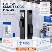 Serrure de porte intelligente Tuya WiFi 6068 avec caméra d'empreintes digitales, reconnaissance faciale 3D pour portes en bois, en acier inoxydable/acier (application Tuya)