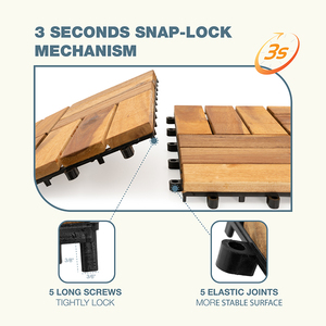 Baldosas de Madera Natural <span class=keywords><strong>para</strong></span> <span class=keywords><strong>Patio</strong></span>, Entrelazadas, de 12" x 12", Disponibles en Almacén de EE. UU. - Product Image 5