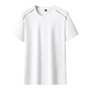 T-shirts en soie glacée été 2025 pour hommes et femmes, coupe ample et polyvalente, sportifs, à séchage rapide et respirants, col rond. - Product Image 5