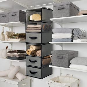 <b>6</b>-Shelf Hanging Closet Organizer Detachable 33x15x85cm Fabric Storage For Bedroom Clothing Organization - Product Image 2