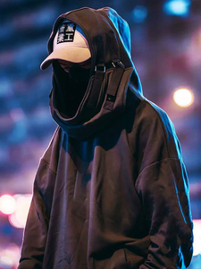 Sudadera con Capucha Personalizada para <span class=keywords><strong>Hombre</strong></span>, Estilo Hip Hop Cyberpunk, <span class=keywords><strong>Ropa</strong></span> <span class=keywords><strong>Urbana</strong></span> Negra, Sudadera con Capucha Estilo Techwear Japonés con Diseño de Boca de Pez - Product Image 3