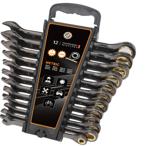 In-stock 12-piece Stainless Steel Fixed-head Ratchet <strong>Wrench</strong> <strong>Set</strong> 72 Teeth 350 NM Max Torque Includes Plastic Holder 8-19mm <strong>Wrench</strong> - Product Image 1