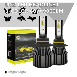 UG2 ไฟหน้า LED กำลังสูงรุ่นใหม่ 3 สีสลับได้ 60W 8000LM เหมาะกับ H1 H4 H7 H11 H13 9006 6000K - Product Image 2