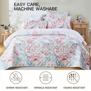 HONI OEM/ODM Ensemble de couette moderne en microfibre respirante 80GSM imprimé feuilles de <span class=keywords><strong>palmier</strong></span> <span class=keywords><strong>aquarelle</strong></span> vives certifié OEKO-TEX HN-QS-09 7257 - Product Image 5