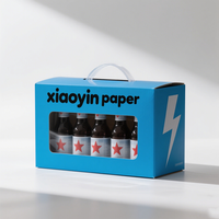 Boîtes en carton personnalisées pour bouteilles de boissons, emballage de jus de fruits, boîte en carton ondulé avec poignée et fenêtre transparente