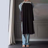 Abaya Y17 pour femme, style Moyen-Orient, couleur unie, ample, modeste, en polyester respirant, à manches longues, longueur cheville, avec lien.