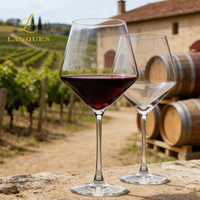 Verres à pied longs transparents bordeaux de style européen Lanques Premium, durables, capacité 680 ml, compatibles lave-vaisselle, pour la maison et les mariages