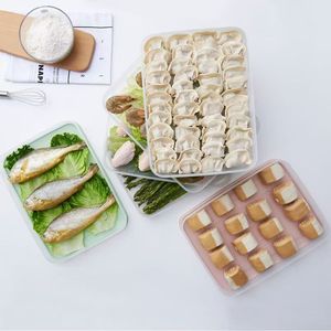 Food Storage <b>Container</b> Rectangle Clip-On Lid Freezable Household Refrigerated Frozen Dumpling <b>Box</b> - Product Image 1