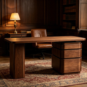 <strong>Modern</strong> Luxury <strong>Home</strong> <strong>Office</strong> Solid Wood boss Computer Table Burl Wood <strong>Desk</strong> with Swivel Drawers Vanity <strong>Desk</strong> <strong>for</strong> Makeup Custom - Product Image 4