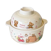 Tasse en céramique peinte à la main en biscuit d'ours Tasse à thé mignonne de style crème pour café au lait Utilisation en couple