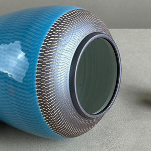 फूलों के लिए हस्तनिर्मित नीले हरे रंग का सिरेमिक <span class=keywords><strong>vase</strong></span> शादी के टेबलटॉप गार्डन आधुनिक प्राचीन युग - Product Image 5