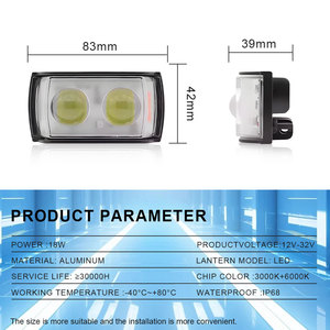 Faro da Lavoro LED JHS a 2 Lenti <span class=keywords><strong>Lampeggiante</strong></span> Rosso <span class=keywords><strong>Blu</strong></span> 18W Faretto Impermeabile per Guida ATV Camion Auto Moto - Product Image 4