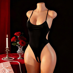 ชุดนอนซูคุมิซึแบบจั๊มสูทเซ็กซี่ ไร้ตะเข็บ เปิดเป้า ผ้าไหมน้ำแข็งเนื้อแน่น ยั่วยวน โพลีเอสเตอร์ เทอรีลีน - Product Image 4