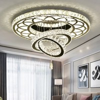 ENSEMBLE Moderne De Luxe Fantaisie Clair Lustre Plafonnier Cristal Design Avec Base En Acier pour Hôtel Villa Salon Lustre