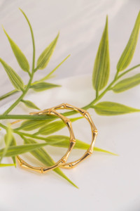 Aros Clásicos Bohemios para Mujer, Chapados en Oro, Plata, Resistentes al Agua, con Forma de Corazón, Bambú, Geométricos, de Acero Inoxidable, para Boda - Product Image 5