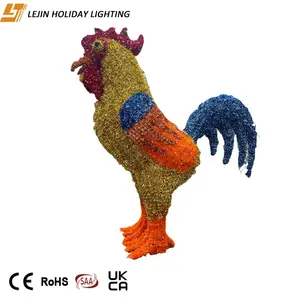 Decoração exterior LED 3D Rooster luz motivo para decoração atmosfera festiva