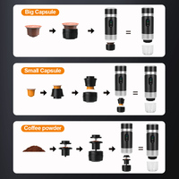Cafetera Portátil de Cápsulas con Función de Preparación en Frío y Caliente para Viajes, Espresso, Oficina, Auto, Camping, Viajes por Carretera y Uso al Aire Libre