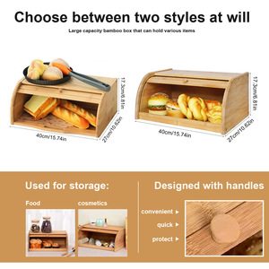 Boîte de rangement pour pain en bambou, porte-pain en bois pour la cuisine avec couvercle, récipient de rangement multifonctionnel pour la pâtisserie - Product Image 4