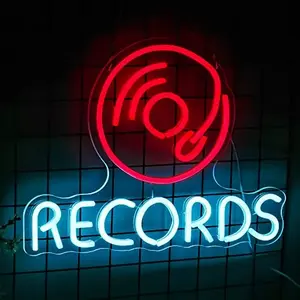 1 recorder neon sign, wall decoration neon sign with adjustable light switch, bright red and blue LED neon light powered by USB