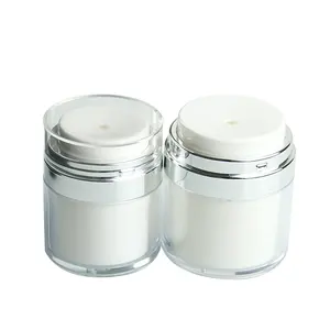 Empty Cosmetic Sun Cream Foundation Container 15ml 30ml 50ml White Facial Cream Plastic Airless Vacuum Lotion Pump Jars