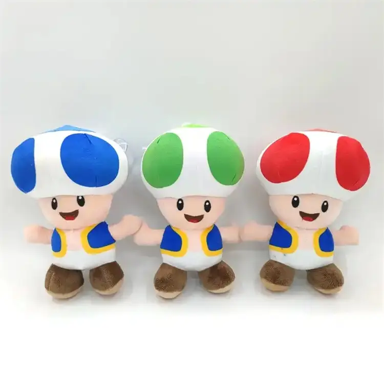 JM sevimli mantar klasik oyun kırmızı mavi sarı süper Mario şekil peluş dolması bebekler mantar peluş oyuncaklar