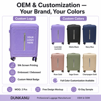 Ensemble de 3 valises rigides en PP personnalisées et durables, 20, 24 et 28 pouces, violet lavande, design encastré, pour voyage, OEM