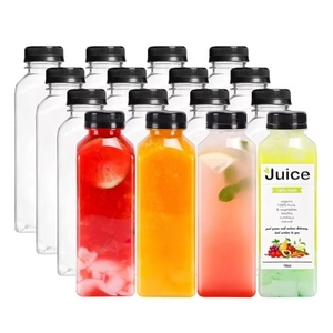 Botella <span class=keywords><strong>de</strong></span> Plástico Transparente para Jugo <span class=keywords><strong>de</strong></span> 16oz 500ml con <span class=keywords><strong>Tapas</strong></span> a Prueba <span class=keywords><strong>de</strong></span> Manipulación Blancas y Negras, <span class=keywords><strong>Botellas</strong></span> Cuadradas para Bebidas Frías - Product Image 5