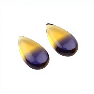 Ametrine synthétique (créée en laboratoire) de haute qualité, forme poire briolette, 11x20mm, pierre précieuse lisse et transparente, calibrée, en vrac - Product Image 1