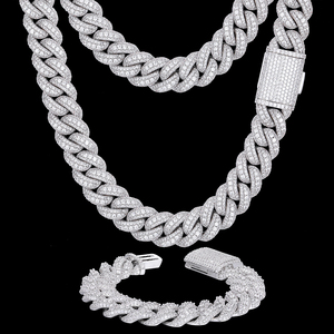 Vente en Gros de Bijoux Hip Hop Homme Bling Chaîne Maille Cubaine Iced Out en Laiton Plaqué Or 18mm avec Diamants CZ Zircon pour Rappeur - Product Image 1