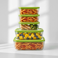 Boîte à lunch en verre borosilicate durable avec couvercles, résistante au four, pour la préparation des repas en gros pour les supermarchés