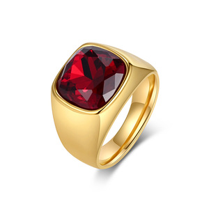 Unisex Geometric Glass Gemstone <b>Ring</b> Bezel Setting <b>Titanium</b> Steel Index Finger <b>Ring</b> Gift Jewelry - Product Image 5