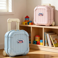 Boîte de rangement pour jouets d'enfants de style dessin animé avec poignée télescopique et roulettes, organisateur pliable de style valise, boîte cadeau d'anniversaire