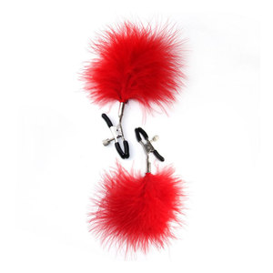 Pinces à tétons en plumes rouges, réglables, pour accessoires intimes adultes - Product Image 1