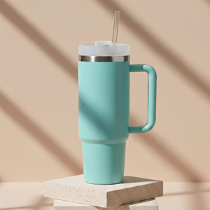 900ml 30oz Stainless Steel Vacuum Insulated Tumbler with Handle and Straw <b>Double</b> <b>Wall</b> Travel <b>Mug</b> Custom Logo for Car Camping - Product Image 1