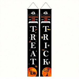 ธงประดับประตูบ้านสำหรับวันฮาโลวีนแบบ Trick or Treat สำหรับตกแต่งหน้าบ้าน - Product Image 1