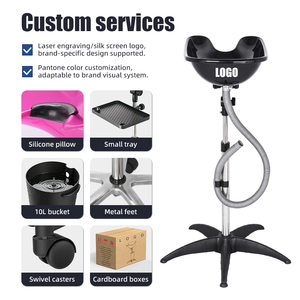 Lavabo Portátil de Plástico Negro para Lavar el Cabello, para Uso en Casa, Salón de Belleza o Barbería - Product Image 5