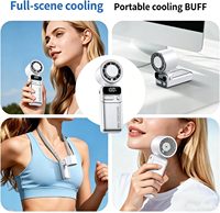 Ventilateur personnel portable 100 vitesses, rechargeable USB 6000 mAh, autonomie 10h, rotatif à 180°, pliable, portatif, vent puissant 10m, faible bruit