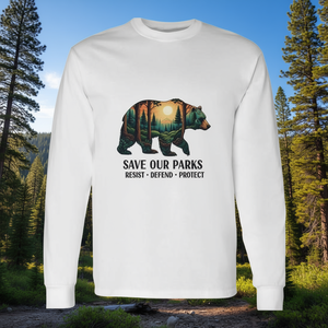 Camiseta de manga larga Save Our Parks Resist Defend Protect, ropa para parques nacionales - Product Image 3