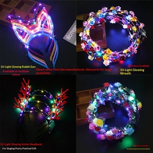 Couronne de fleurs LED pour femmes et filles, guirlandes lumineuses hawaïennes, couronne florale lumineuse pour fête de plage, festivals, mariage - Product Image 2