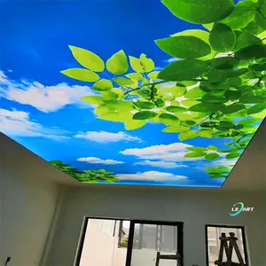 流行室内装饰装饰艺术聚氯乙烯半透明拉伸可打印3d天花板设计薄膜瓷砖